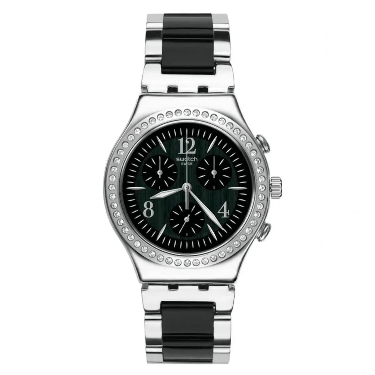 Unisex Watch Irony Made In Black Chrono Two Tone Steel Bracelet YCS118G by Swatch