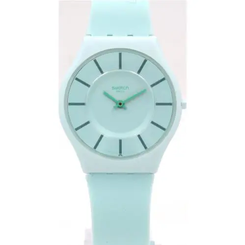 Swiss Swatch Skin Turquoise Lightly Classic Silicone Watch 34mm SS08G107
