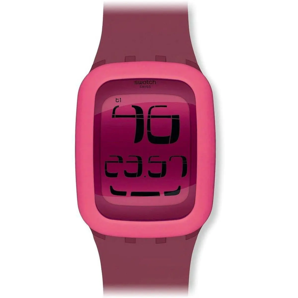 Swatch SURP102 Digi-lily Watch Pink Silicone Digital Touch Dial Alarm Day