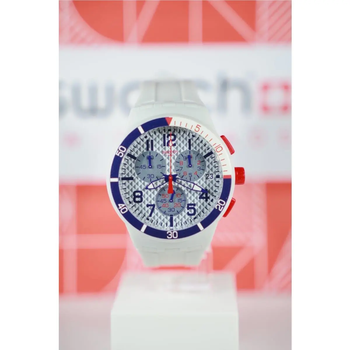 Swiss Swatch Originals Speed Up Light Gray Silicone Chrono 42mm SUSM401
