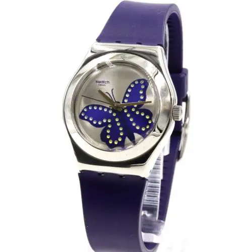Swiss Swatch Irony Papiblu Women Blue Silicone Watch 34mm YLS198