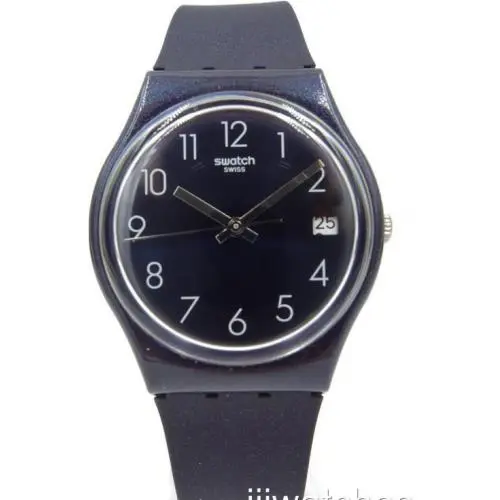 Swatch Swiss Originals Naitbaya Navy Blue Metallic Date Watch 34mm GN414