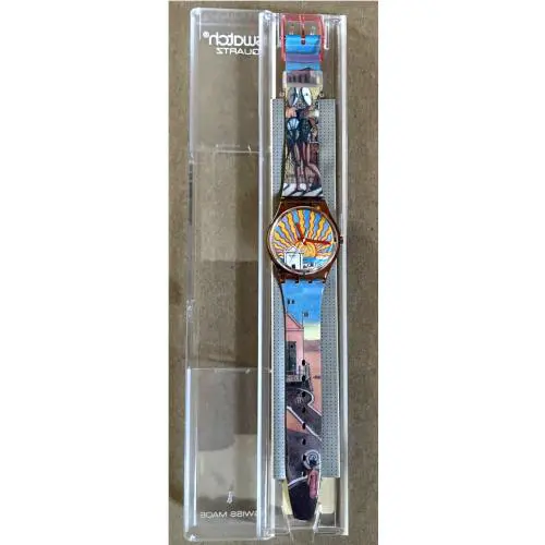 Vtg Swatch -gp 107 - II Poeta - Bright Sun n Buildings Collection
