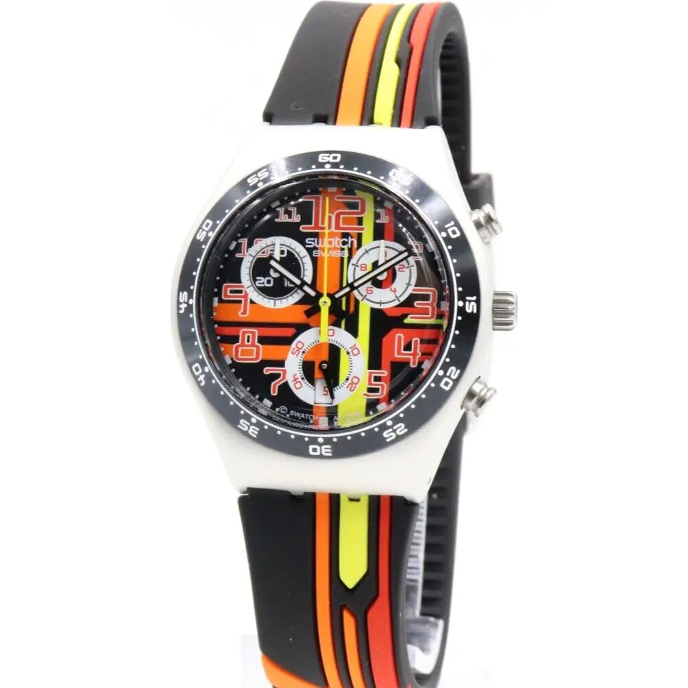 Swatch Irony Chrono Sign Out Silicone Date Women Watch 36mm YMS4009