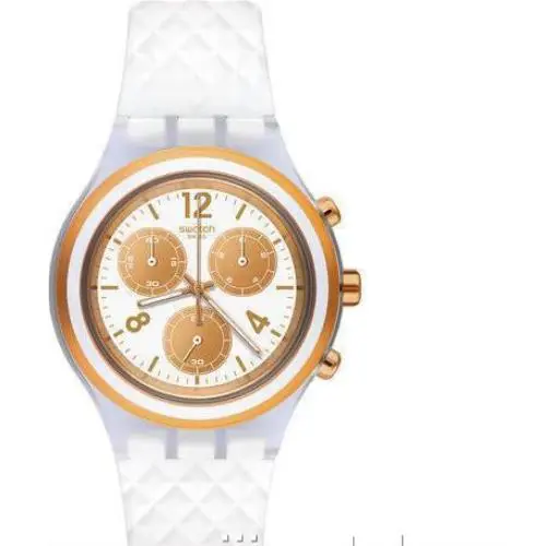Swatch Irony Elerose White Silicone Chronograph Watch 43mm SVCK1006