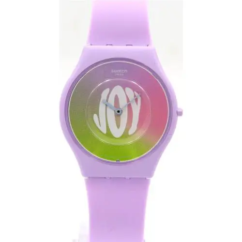 Swiss Swatch Skin Time For Joy Silicone Purple Women Watch 34mm SS09V101