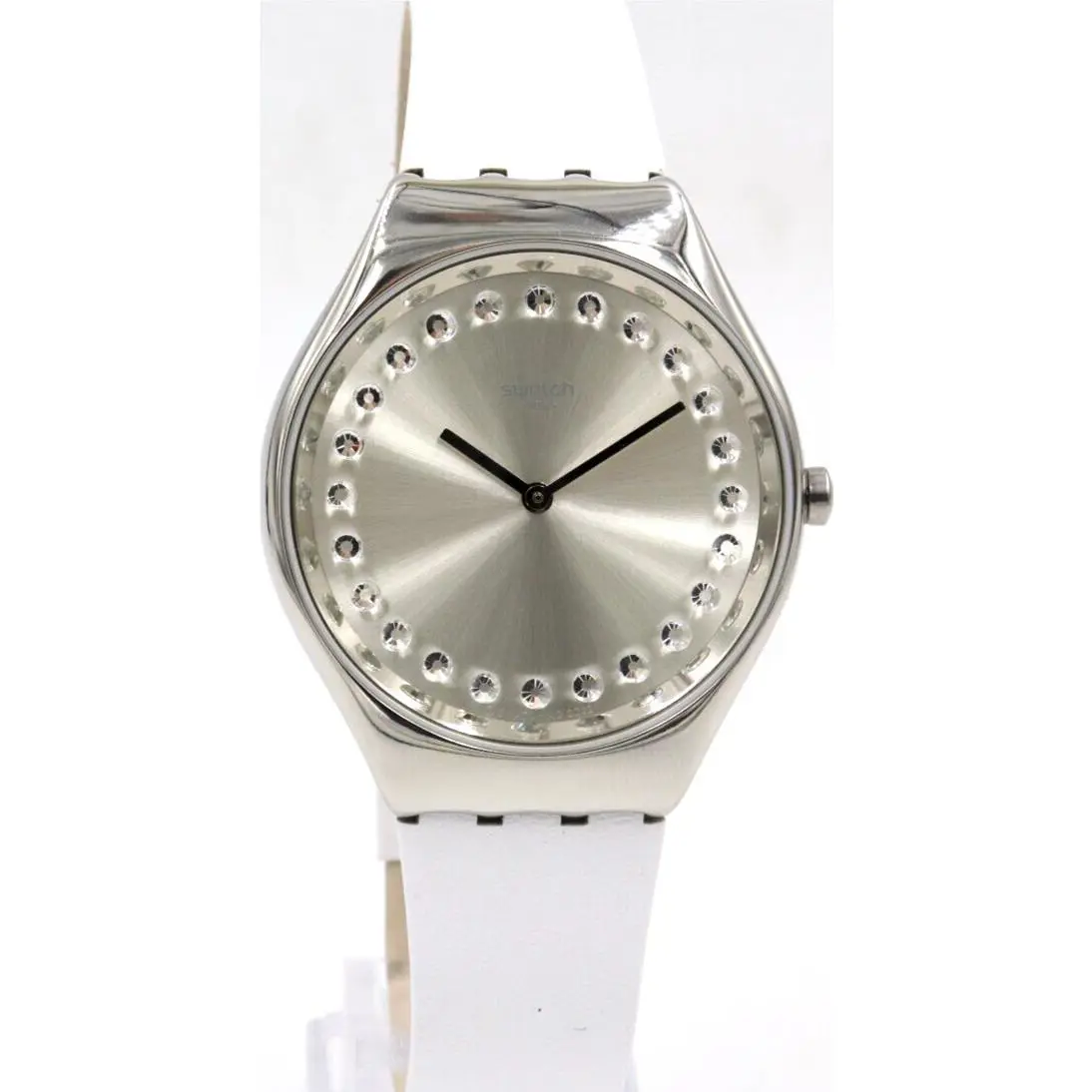 Swiss Swatch Irony Skin Bright Blaze White Silicone Watch 38mm SYX143
