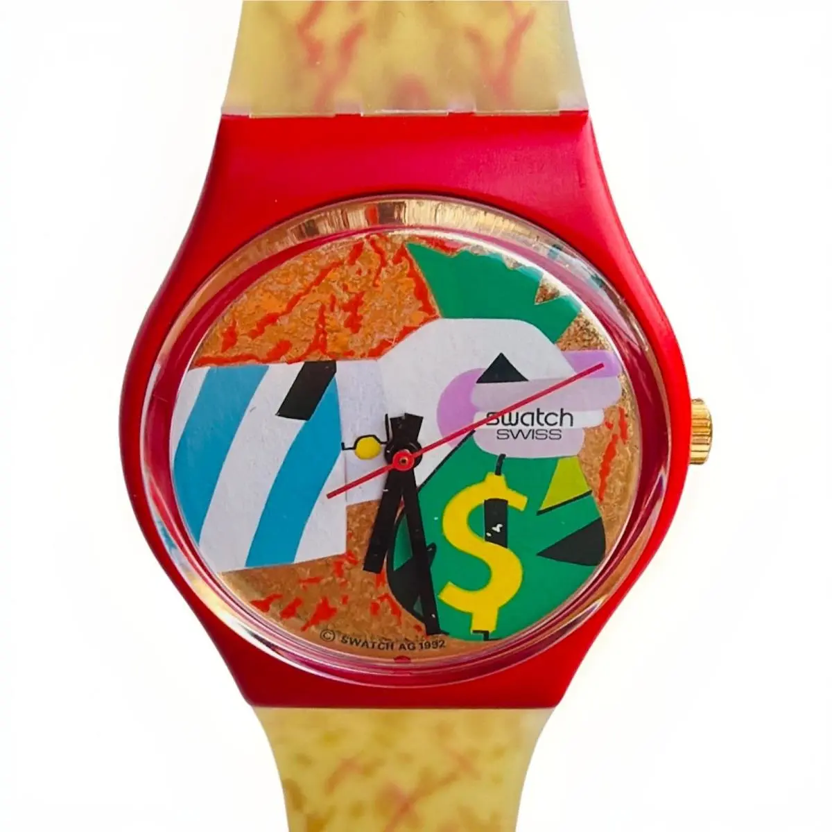 Vintage  Watch Collage Dore GR116 1993 Standard Gents Red Case 34mm Swiss by Swatch