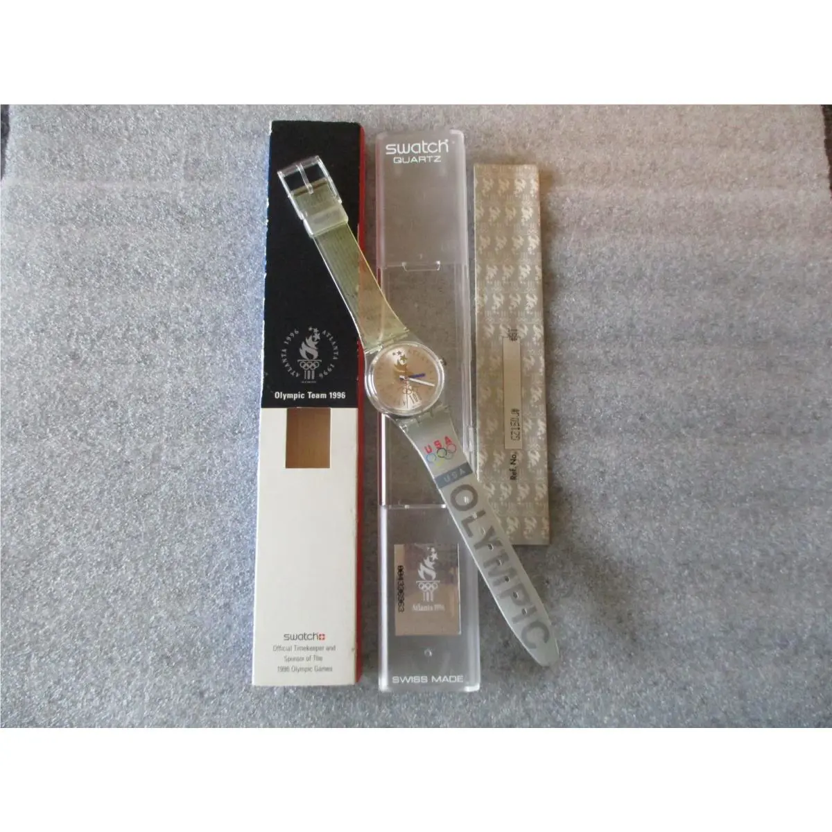 Nos Swatch 1996 Atlanta Usa Centennial Olympic Games Watch W/orig Case -new Batt