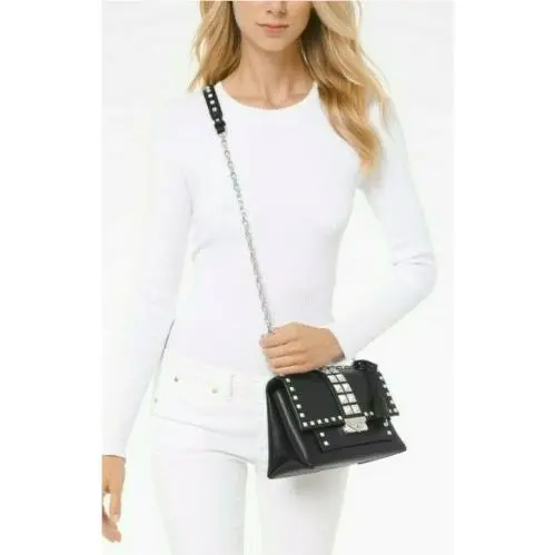 Cece Real Leather Medium or XS Crossbody/shoulder Bag Studded Black Medium Studs crossbody/shoulder bag silver by Michael Kors
