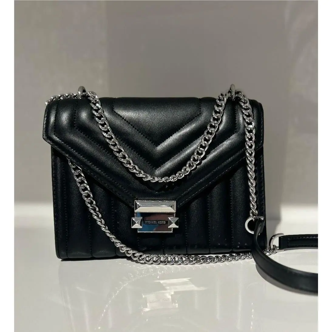 Michael Kors Whitney Medium Pvc Flap Chain Shoulder Handbag Purse Tote Bag Purse