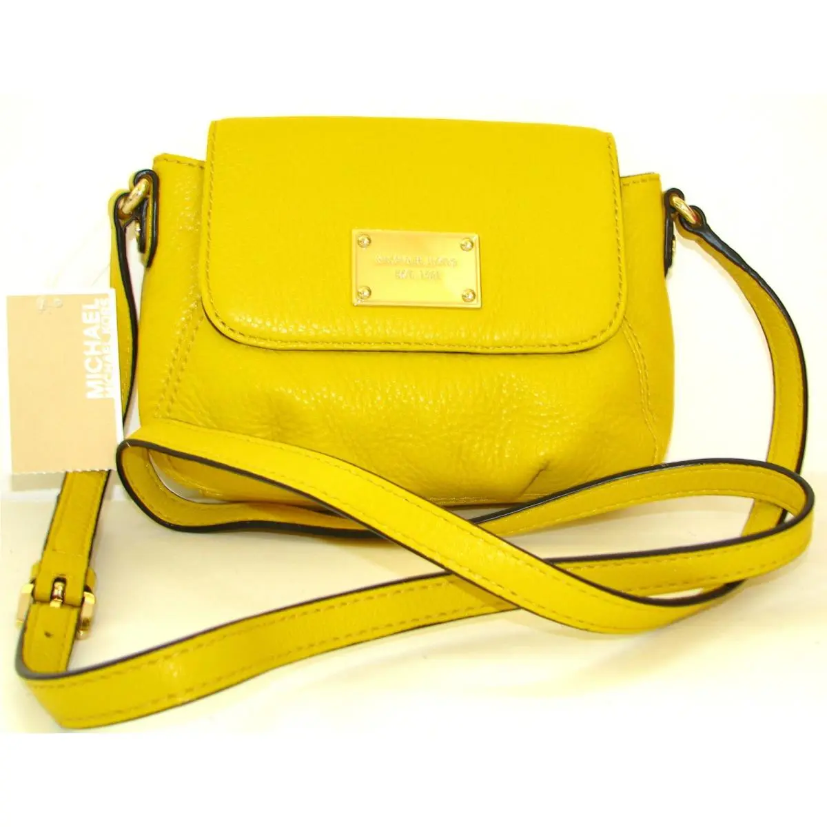 Michael Kors Item Citrus Yellow Leather+gold Tone Crossbody Shoulder Bag