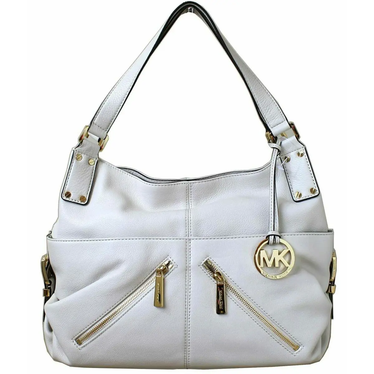 Michael Kors Portland Large Vanilla White Gold Tote Shoulder Bag Purse