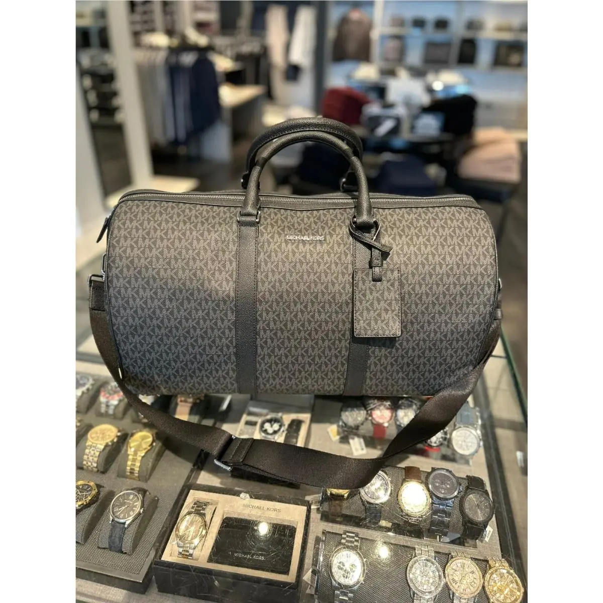 Men`s Large Duffle Weekender Luggage Shoulder Crossbody Travel Bag BLACK by Michael Kors