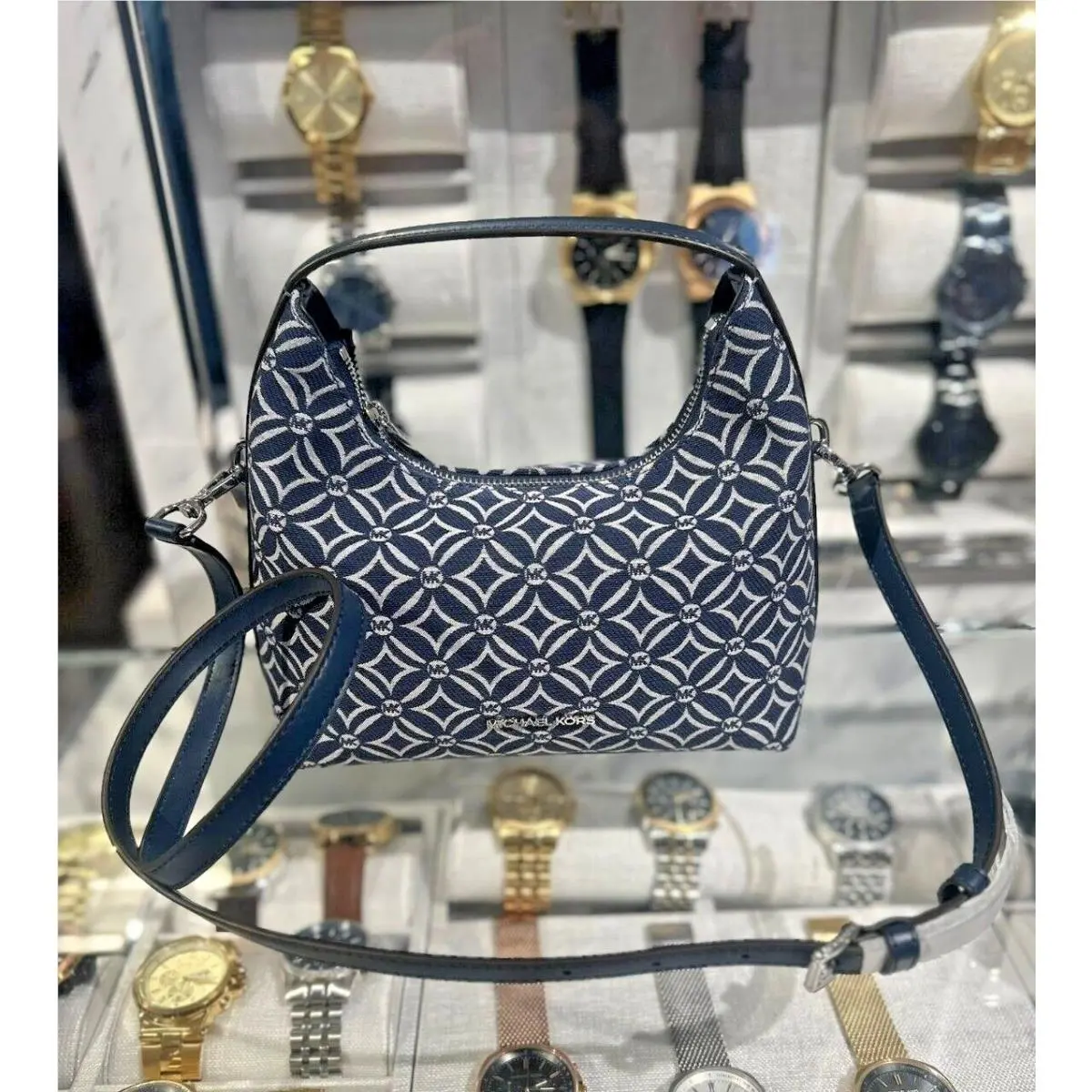 Ember Small Women Messenger Crossbody Handbag Purse MK Signature DENIM by Michael Kors