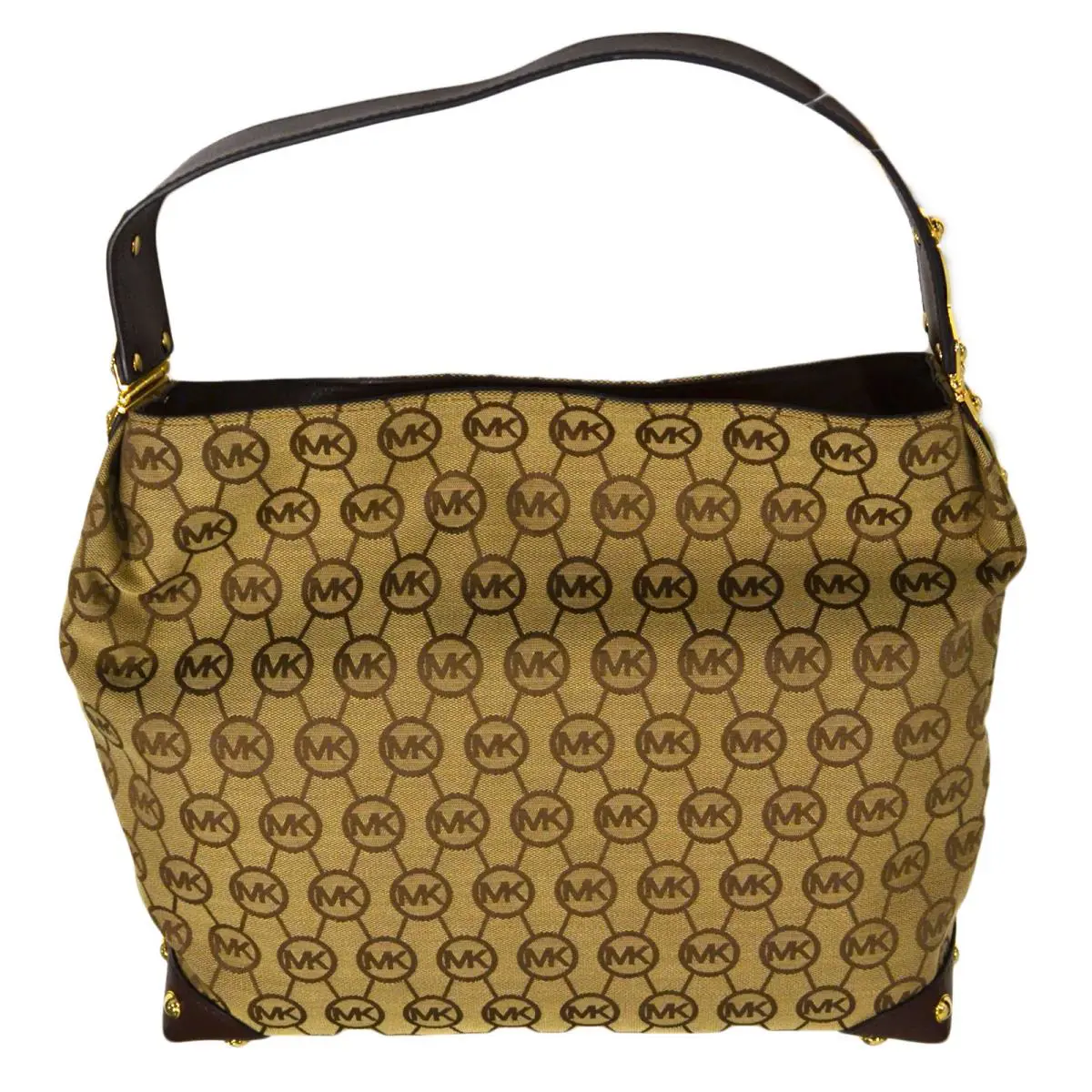 Michael Kors Womens Handbag Purse Joplin Shoulder Bag Mk Logo Brown - Brown, Exterior: Brown
