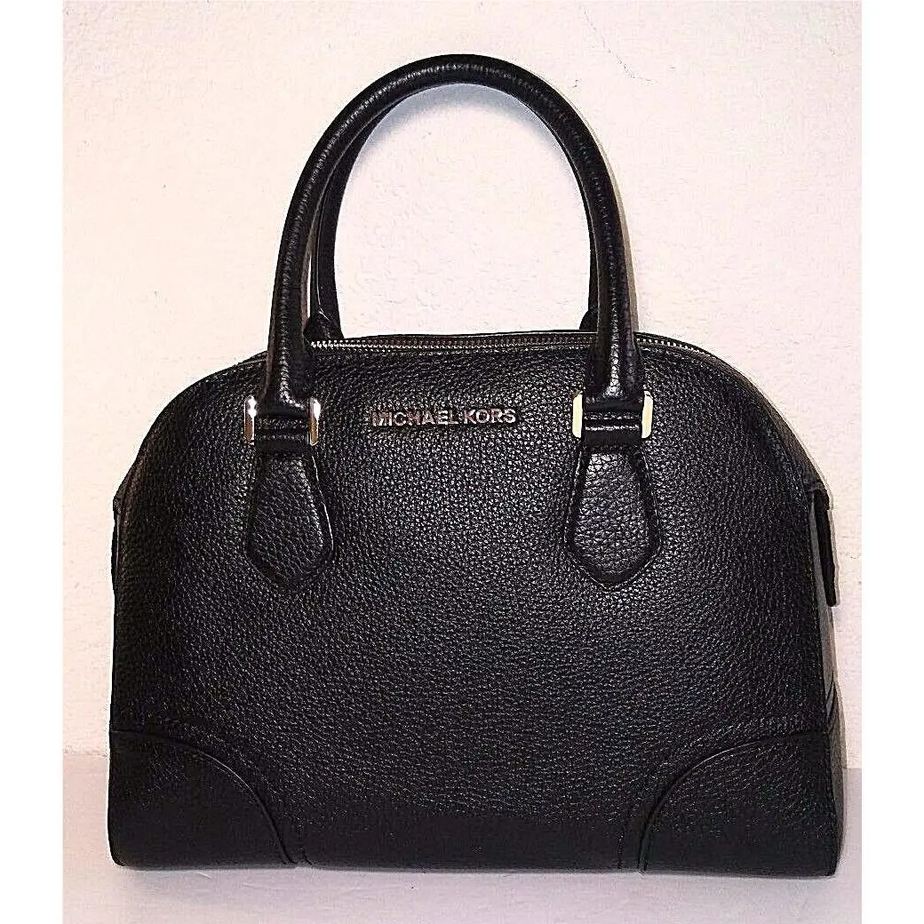 Woman Michael Kors Leather Hattie Satchel Bowling Crossbody Handbag