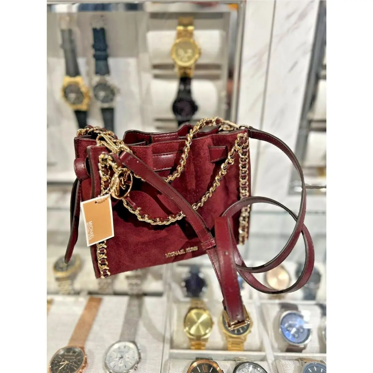 Mina Small Leather Bag Crossbody Handbag Shoulder Purse Messenger OXBLOOD by Michael Kors