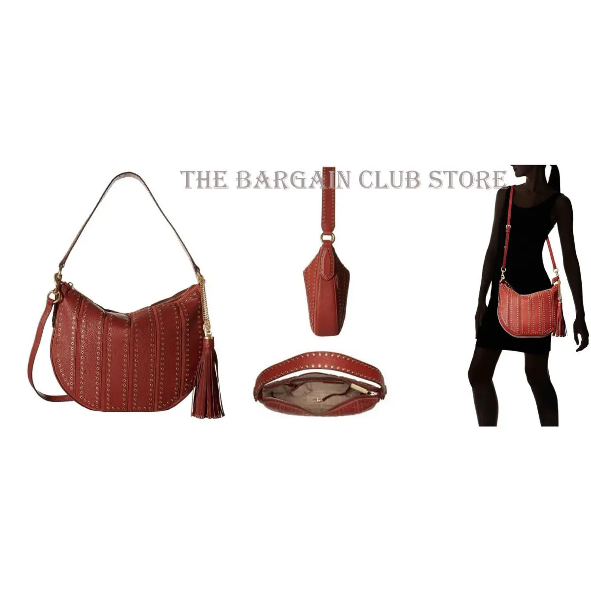 Michael Kors Crossbody Bag Brooklyn Grommet Applique Medium Leather Bag - Brick
