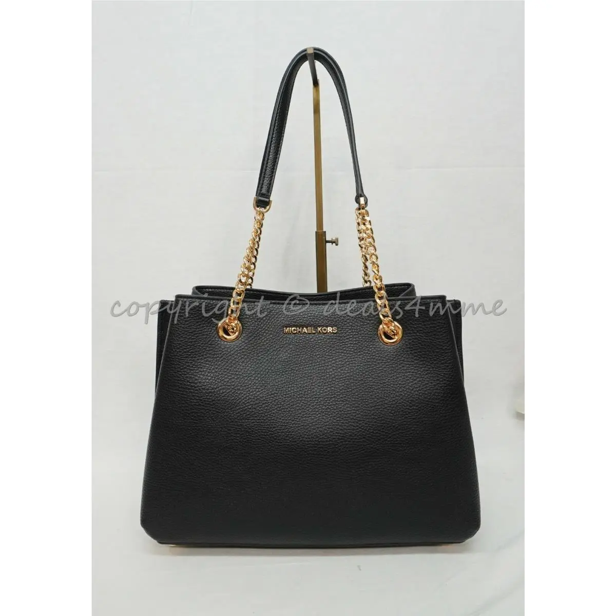 38F0GXZS7L Teagen Vegan Leather Large Long Drop Satchel Black by Michael Kors
