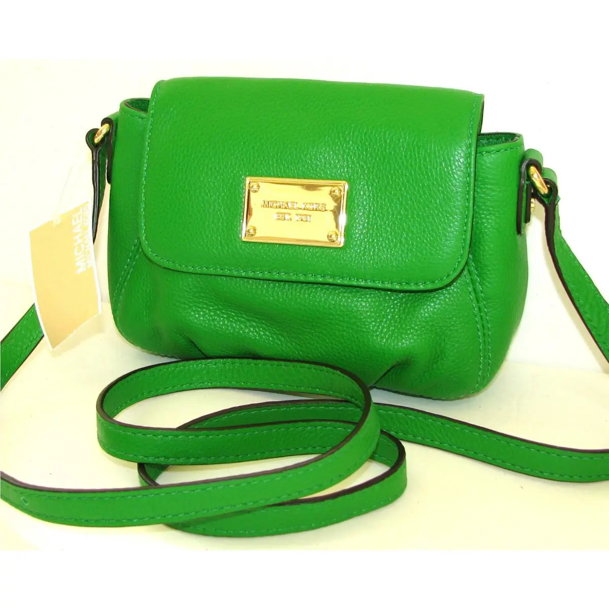 Michael Kors Item Green Leather+gold Tone Crossbody Shoulder Bag