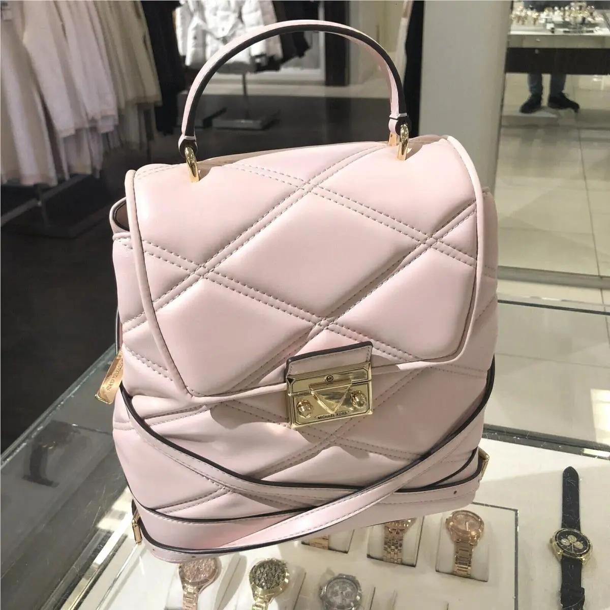 Ladies Medium Travel Backpack Handbag Purse Shoulder Bag Satchel MK POWDER BLUSH by Michael Kors