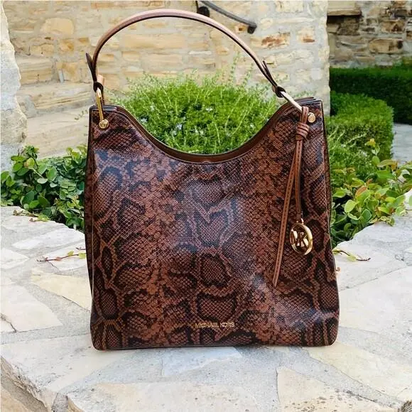Michael Kors Snakeskin Leopard Joan Large Sloucy Bag Leather