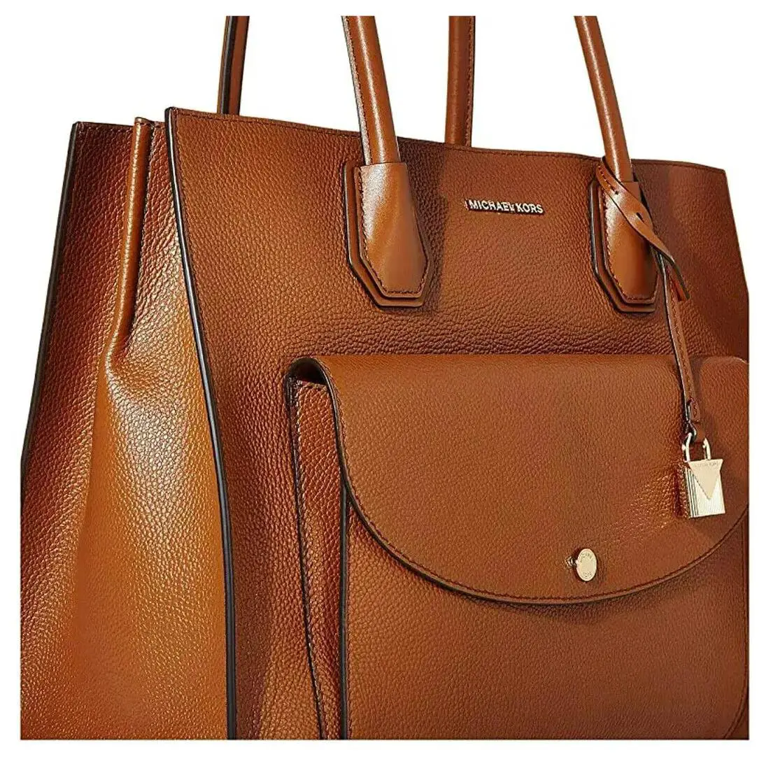 Michael Kors Mercer Luggage Brown Leather Extra Large Pocket Tote Bag