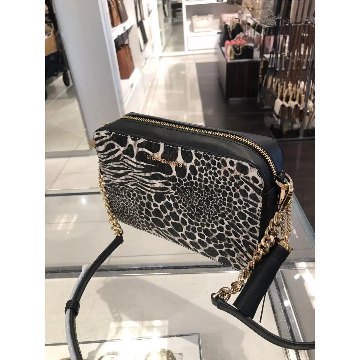 Michael Kors Logo Semi Lux Animal Print MD Camera Crossbody - Variations
