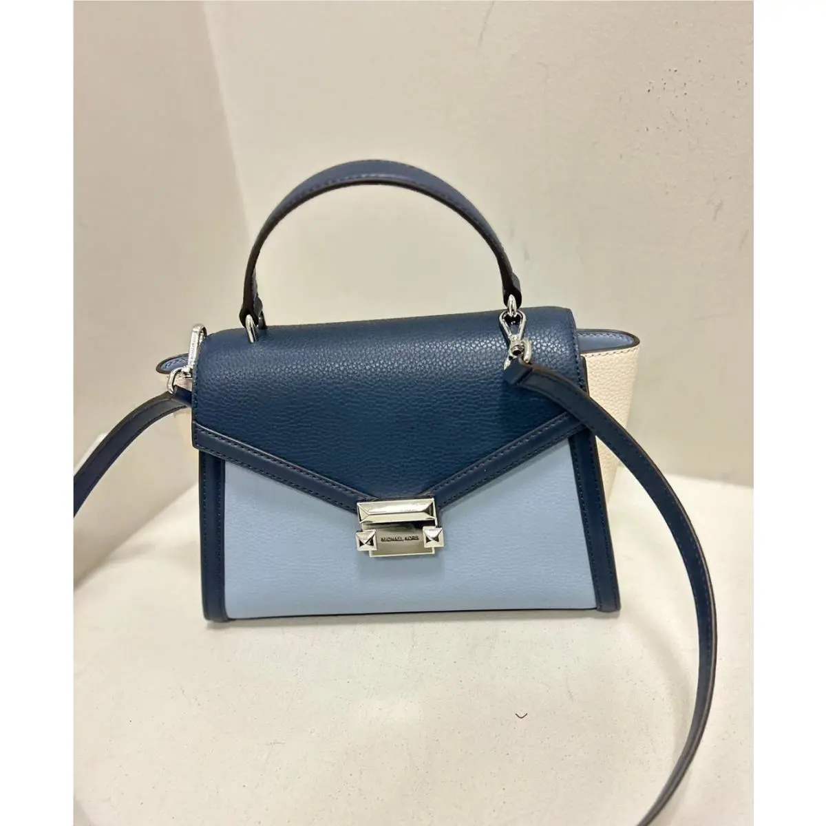 Michael Kors Whitney MD Leather Flap Satchel Crossbody Handbag Purse Bag Handbag