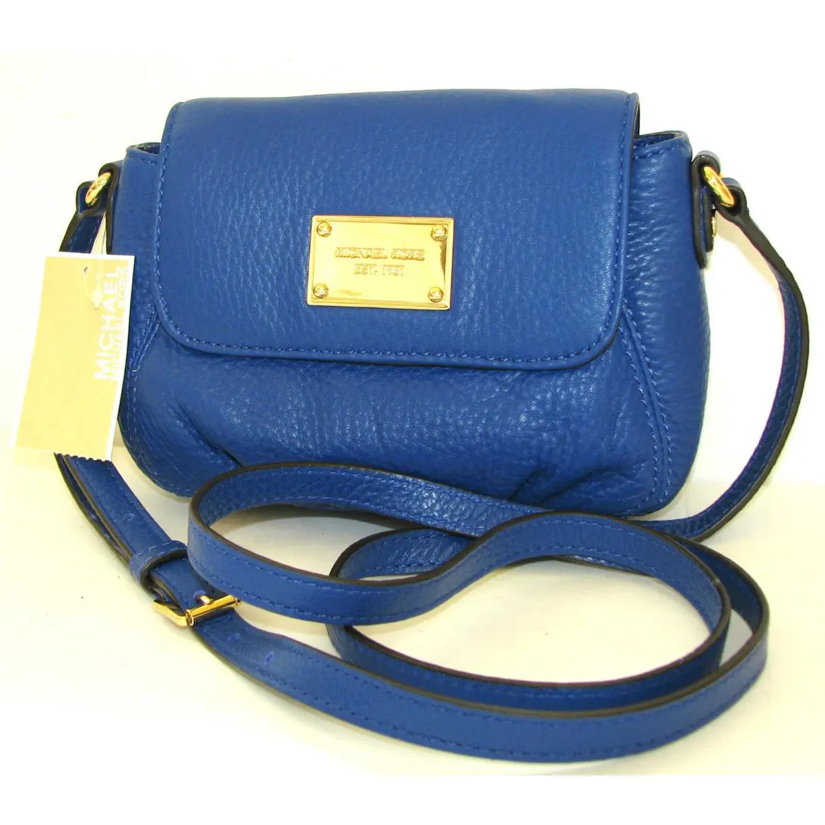 Michael Kors Item Cadet Royal Blue Leather+gold Tone Crossbody Shoulder Bag
