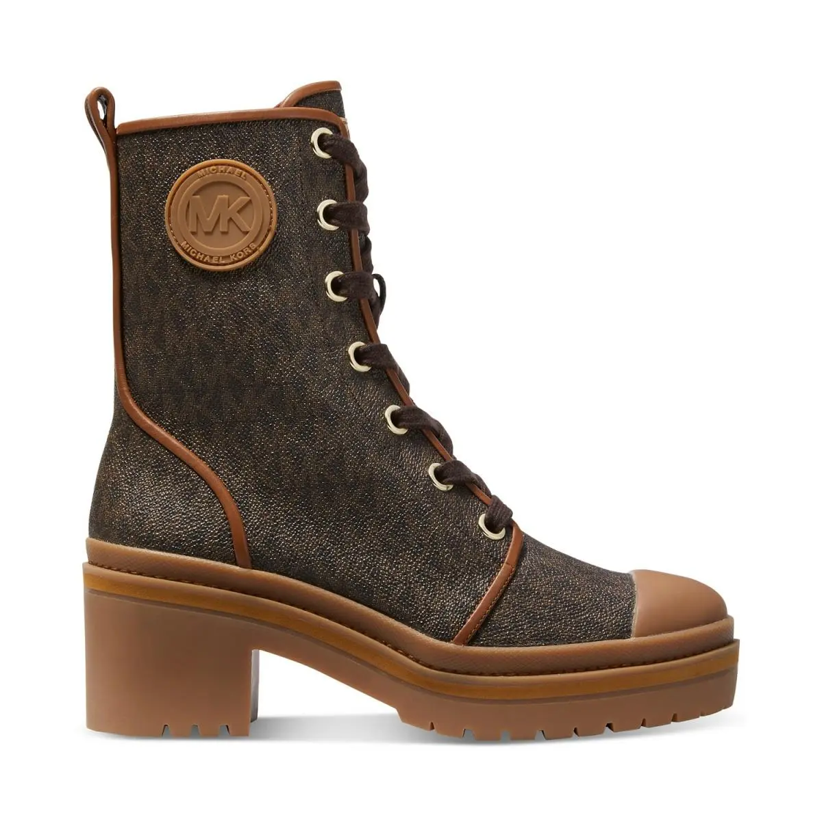 Michael Kors Corey MK Print Combat Biker Boots US 7 8.5 9.5 11 I Love Shoes