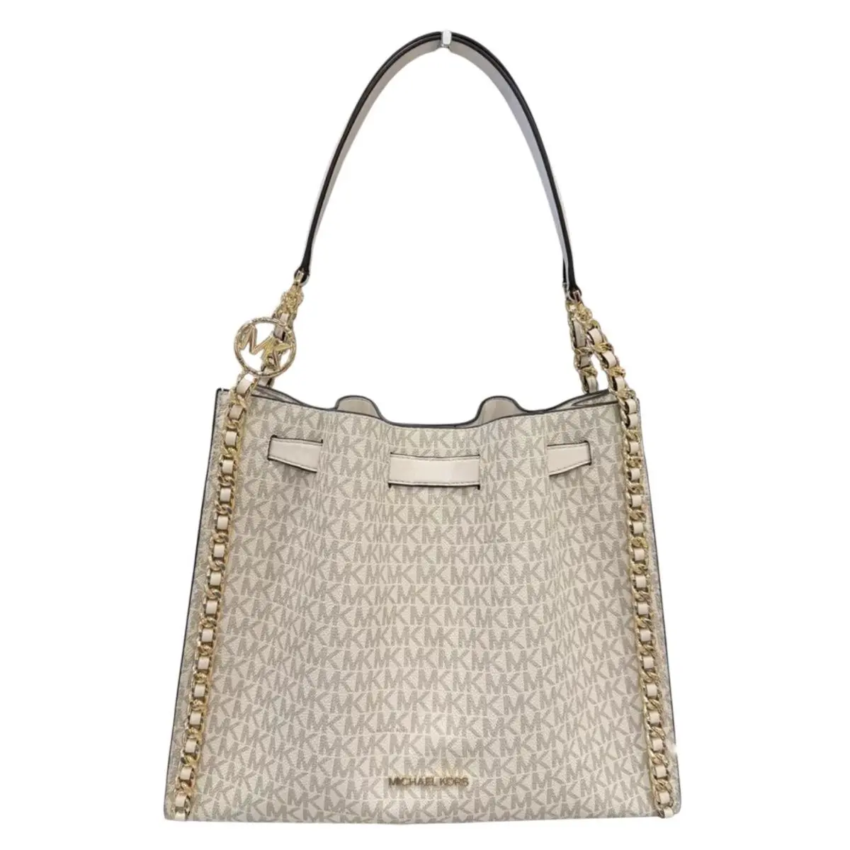 Mina Large Belted Chain Shoulder Bag MK LIGHT CREAM MULTI by Michael Kors