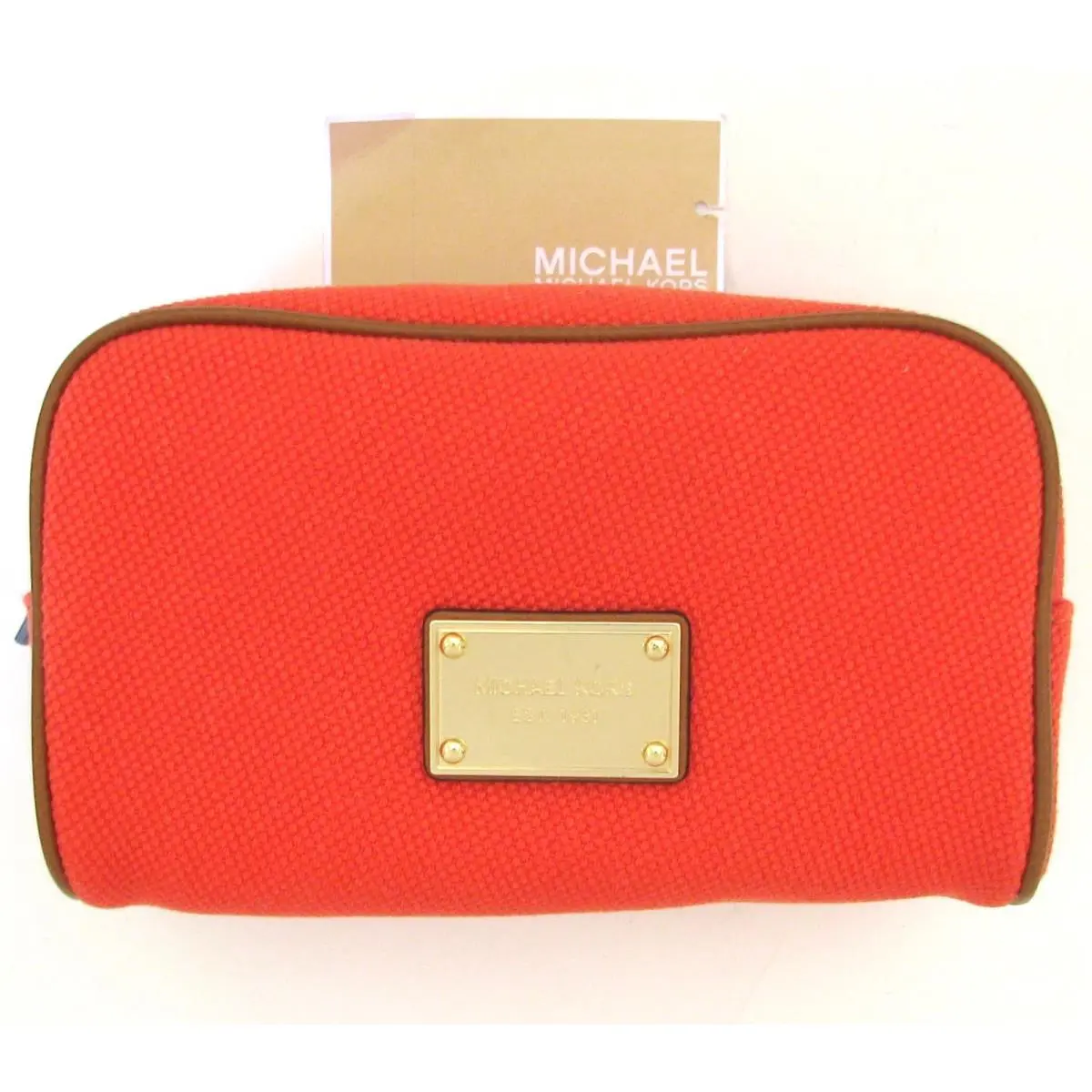 Abbey Large Canvas Cosmetic Makeup Bag+case+pouch MANDARIN ORANGE by Michael Kors