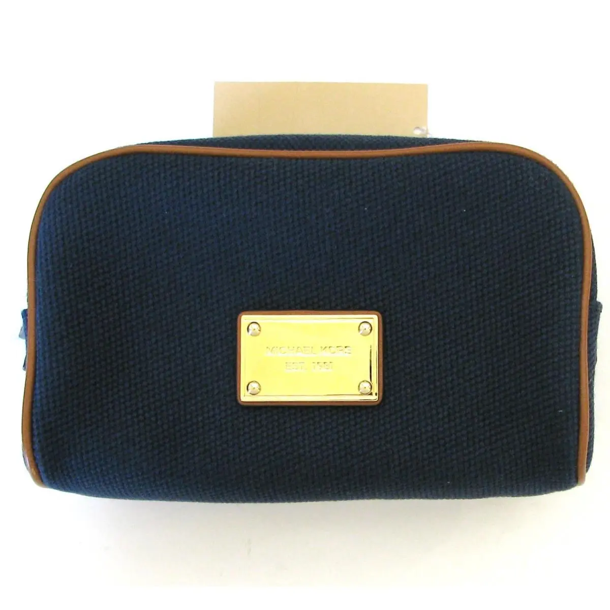 Abbey Large Canvas Cosmetic Makeup Bag+case+pouch NAVY BLUE by Michael Kors