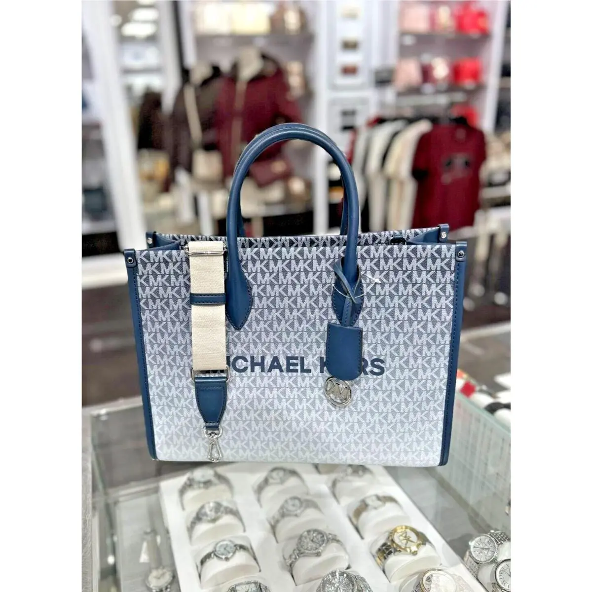Mirella Medium MK Logo East West Style Crossbody Tote Bag Variation by Michael Kors