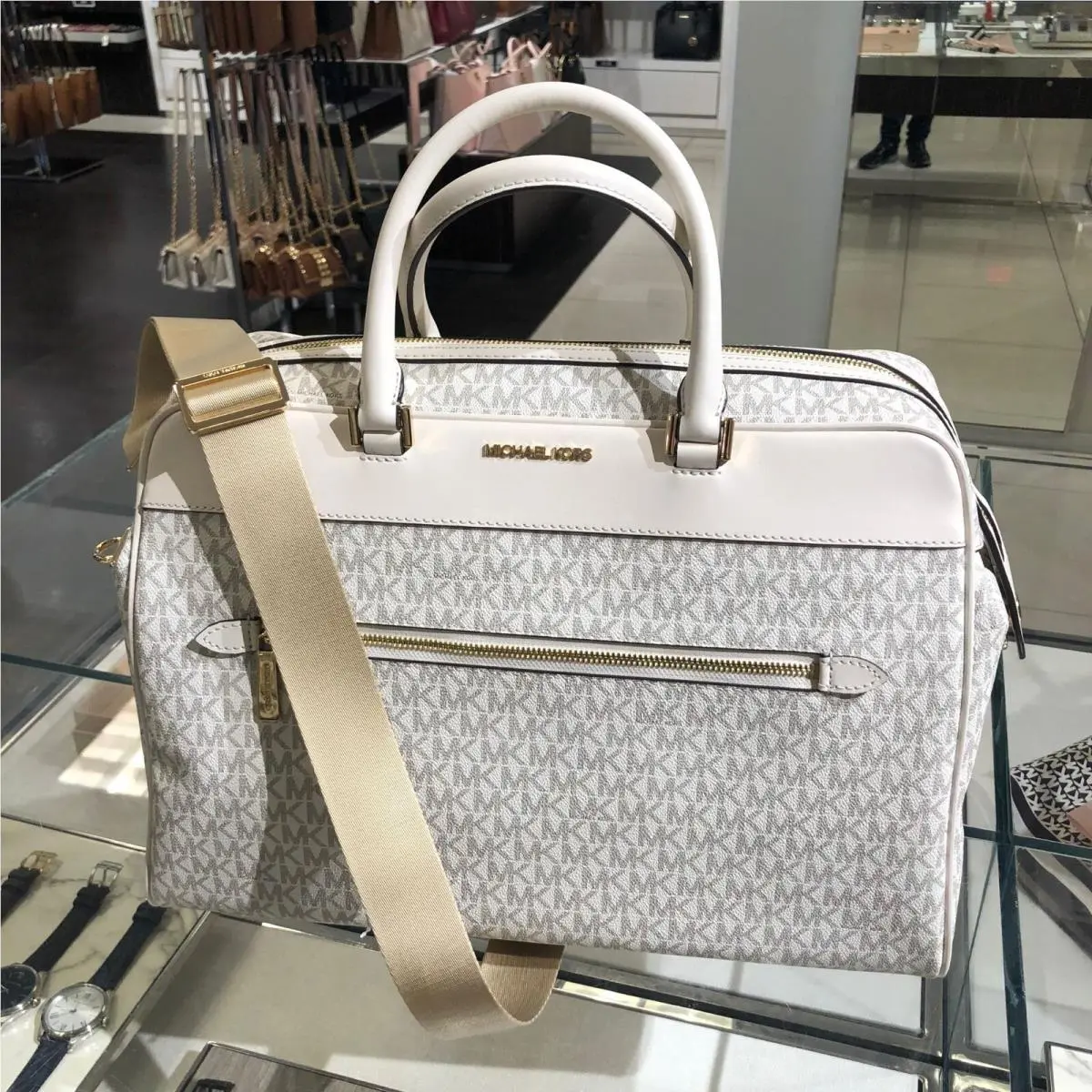 Michael Kors Large MK Signature Weekender Shoulder Bag Getaway Vacation Travel