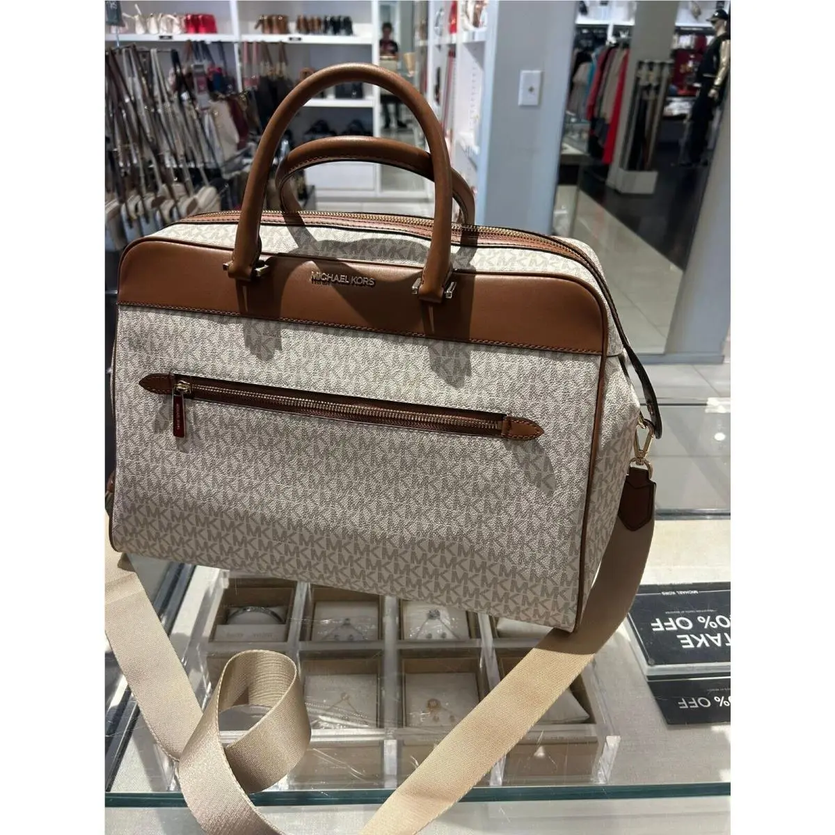 Large MK Signature Weekender Shoulder Bag Getaway Vacation Travel Vanila MK by Michael Kors