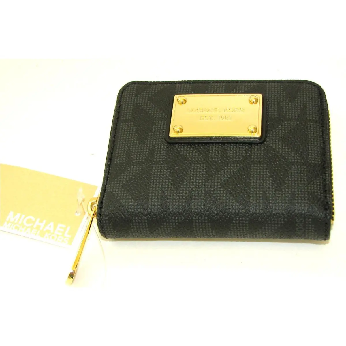 New-michael Kors Black+vanilla White Items MK Signature Pvc Bifold Wallet BLACK by Michael Kors