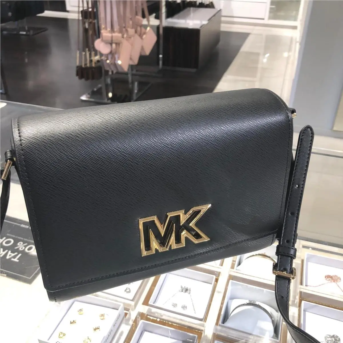 Mimi Medium Flap Pvc Leather Shoulder Handbag Color Variations BLACK by Michael Kors