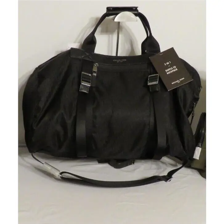 Michael Kors Men`s Duffel Backpack Convertible 2 in 1 Black Logo Unisex XL