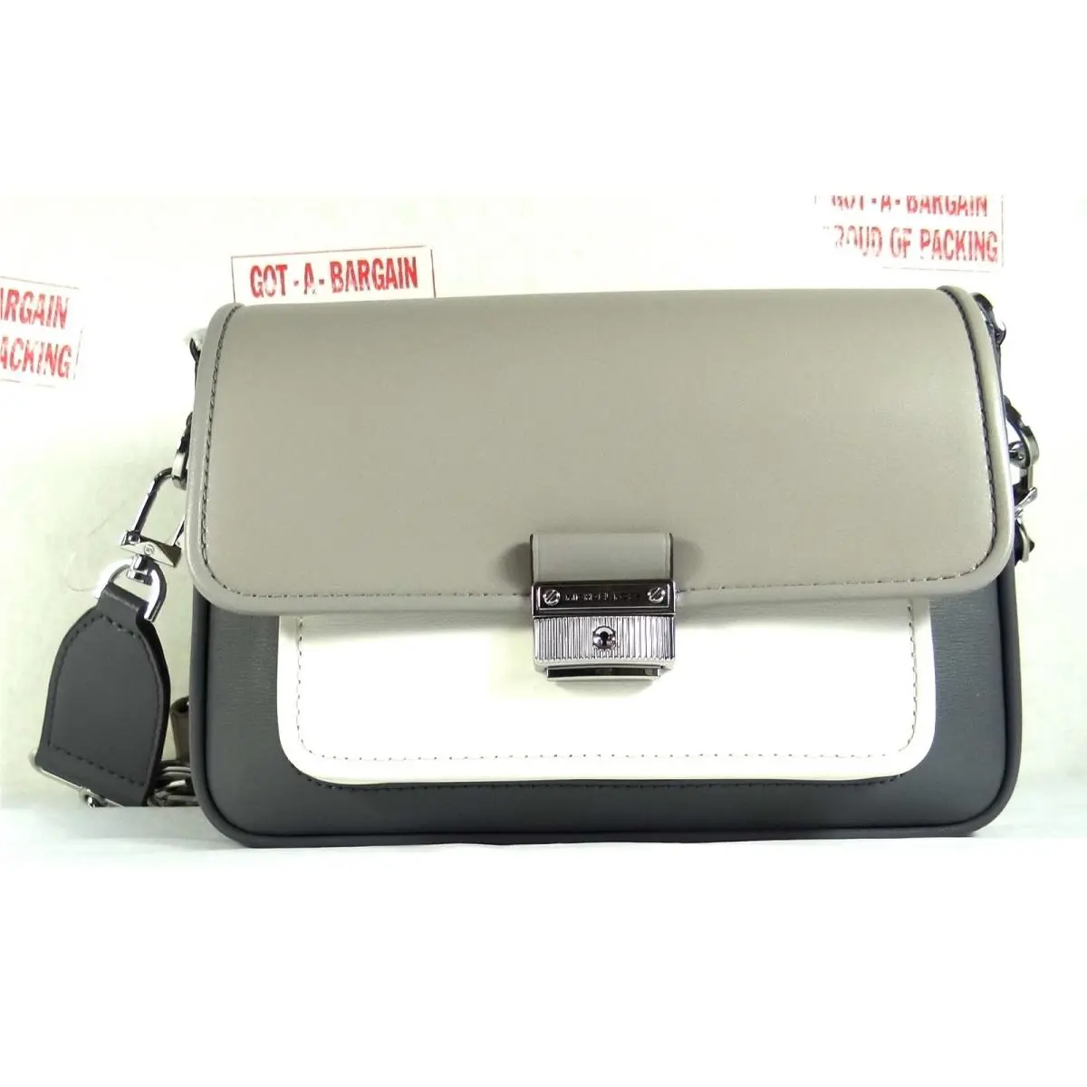 Bradshaw Medium Color-block Leather Crossbody Shoulder Bag Grey Multi/SV by Michael Kors