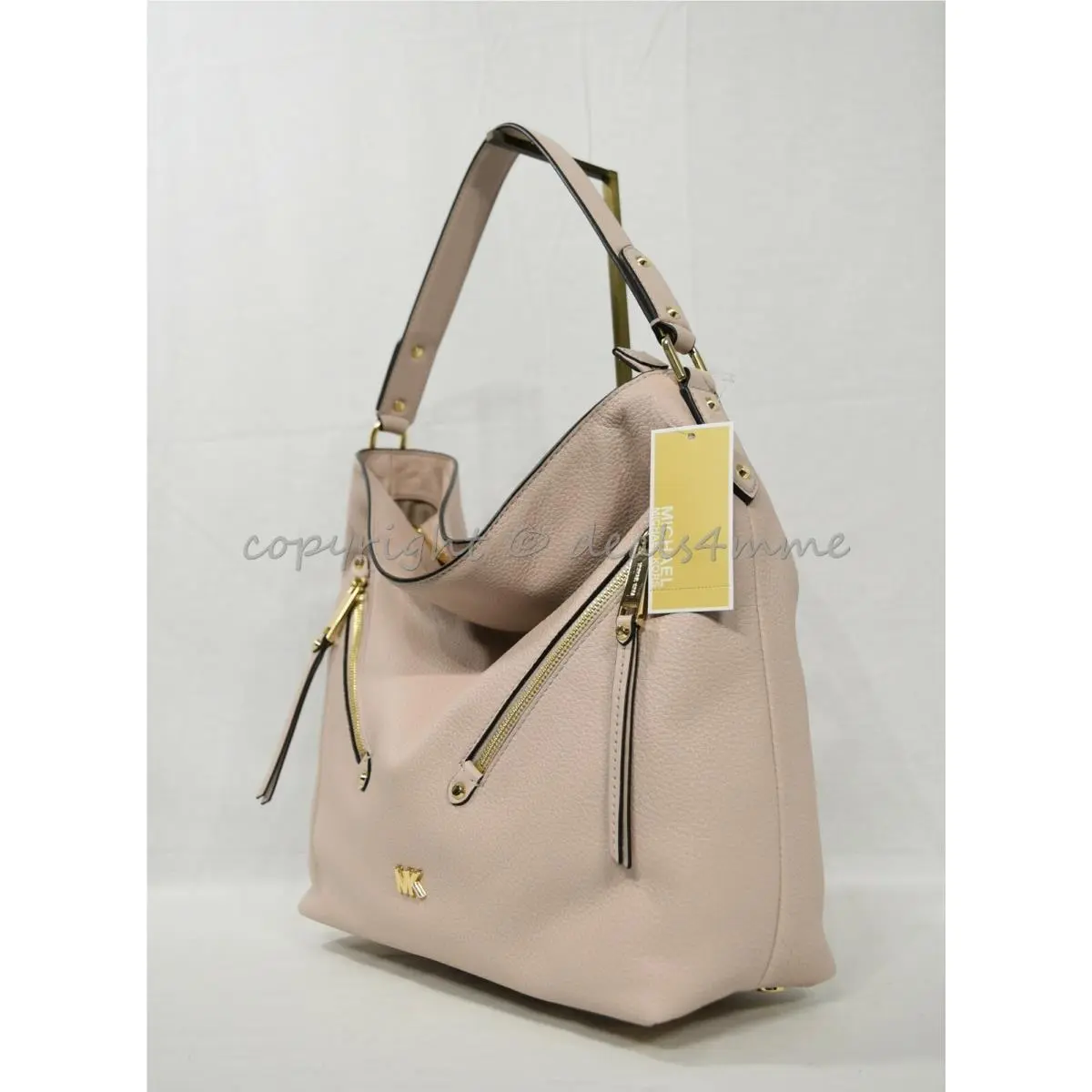 Michael Kors Evie Large Pebbled Leather Double Zipper Hobo/shoulder Bag