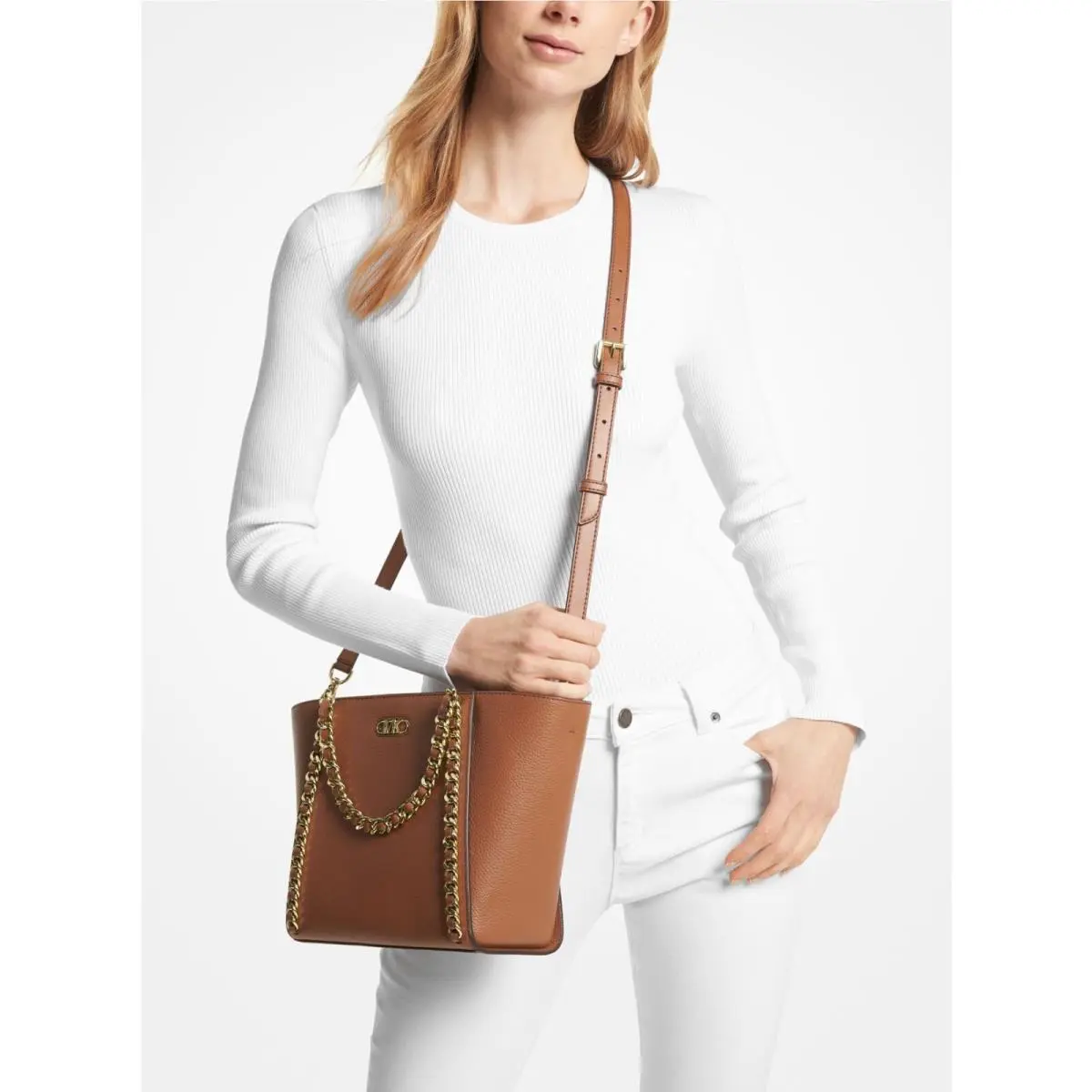 Westley Small Black Brown or White Crossbody/shoulder/handbag Brown/gold Chain Zip Crossbody/Shoulder/Handbag by Michael Kors
