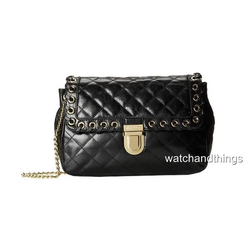 Kors Hippie Grommet Sloan Shoulder Flap Bag 30H4GVHF3L Black by Michael Kors