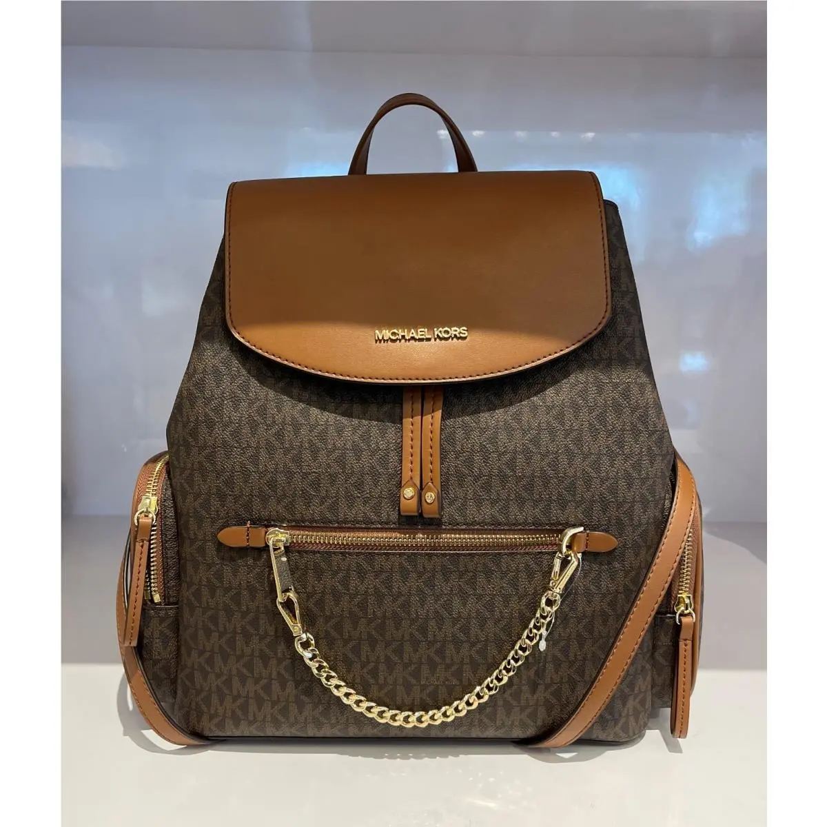 Jet Set Item Large Chain Backpack MK Brown by Michael Kors