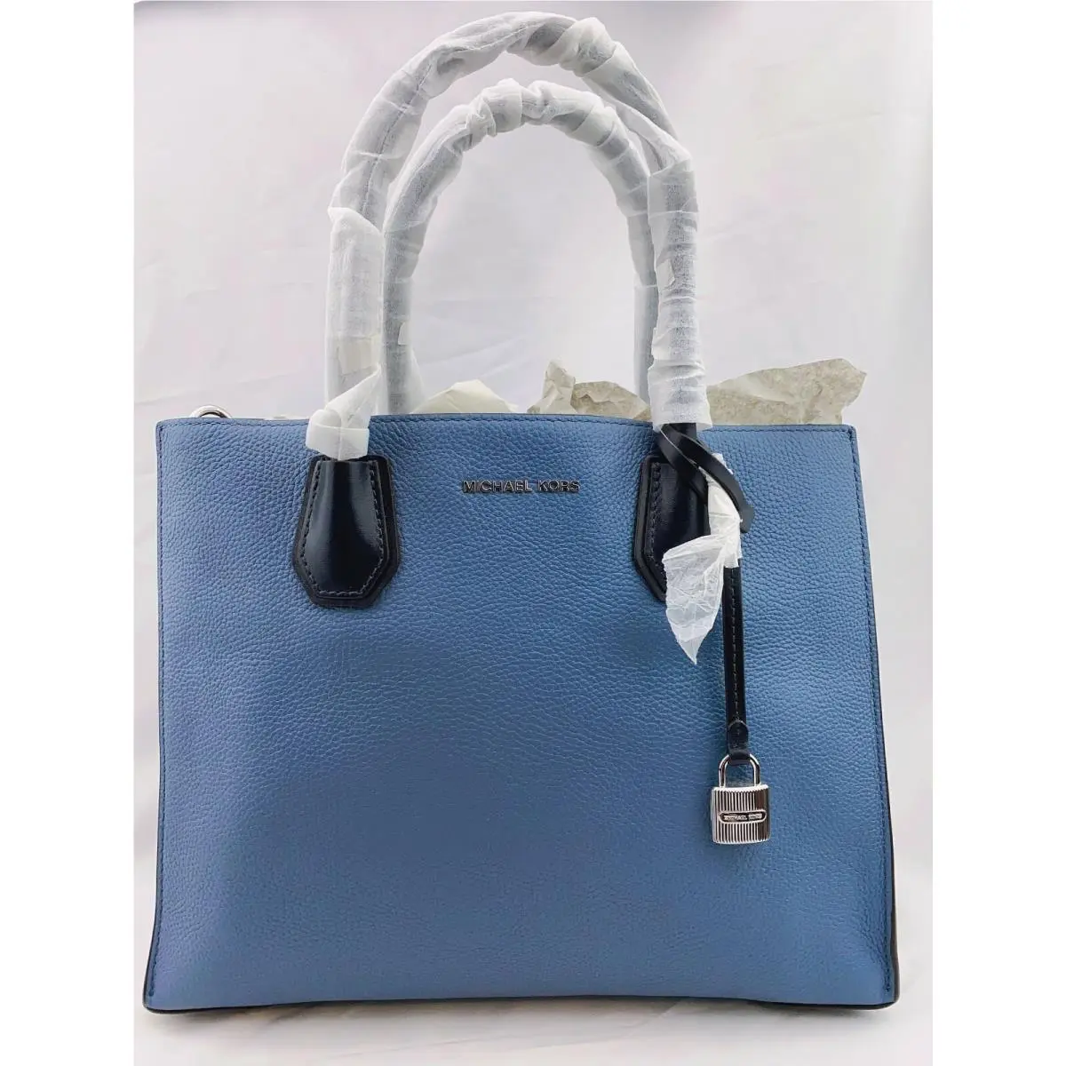 Michael Kors Mercer Large Converible Leather Tote Iris / Black