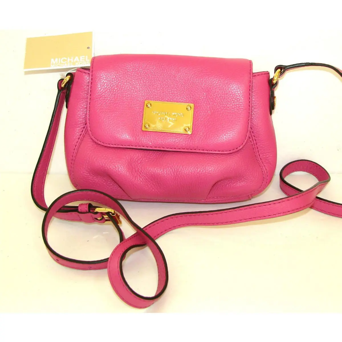 Michael Kors Item Zinnia Pink Leather+gold Tone Hrdwr Crossbody Shoulder Bag