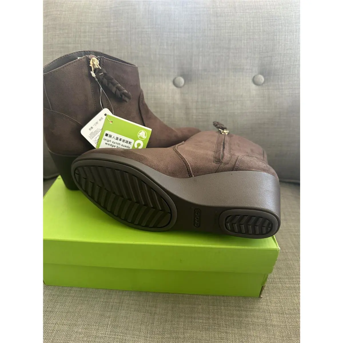 Crocs shoes - Crocs Leigh Suede Wedge Bootie - Brown (UPC: 887350803150) 6