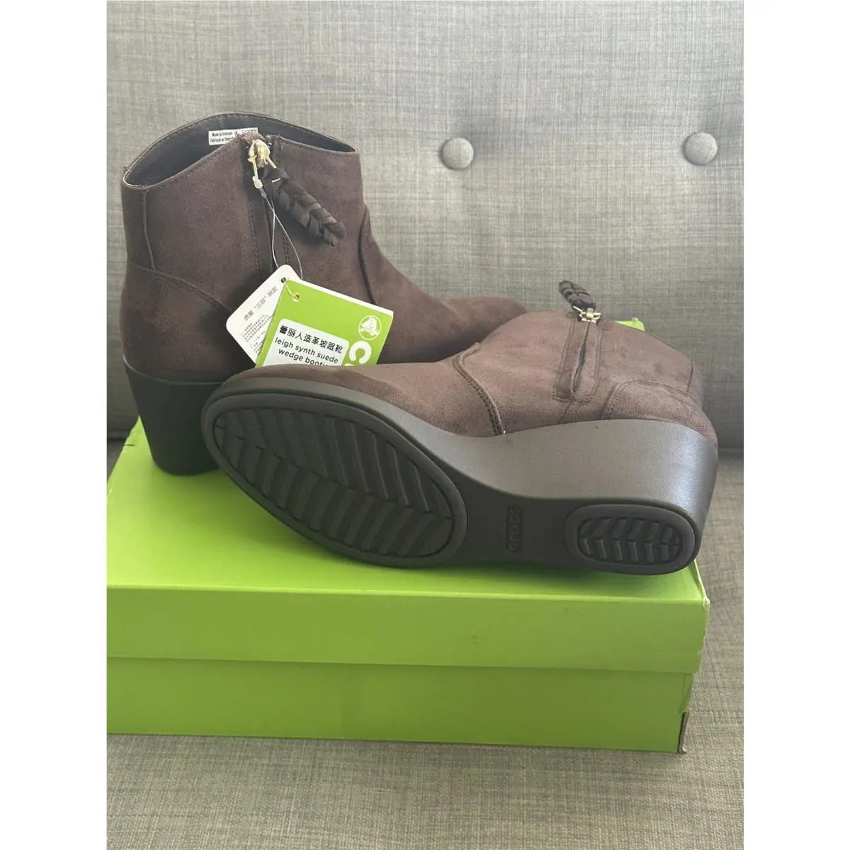 Crocs shoes - Crocs Leigh Suede Wedge Bootie - Brown (UPC: 887350803150) 7